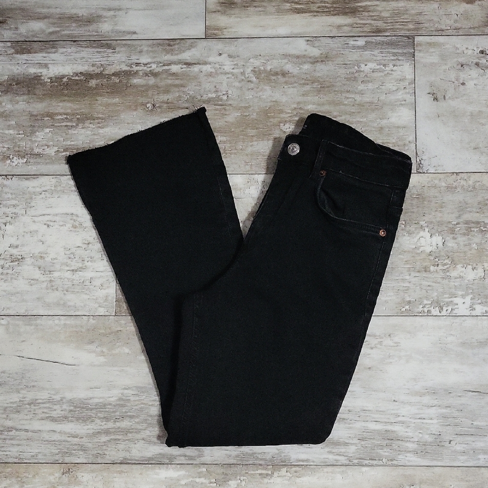 Zara Frayed Hem Black Jeans